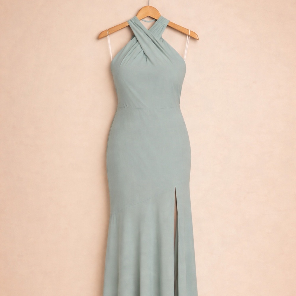 Birdy Grey Sage Green Halter Wedding Dress
